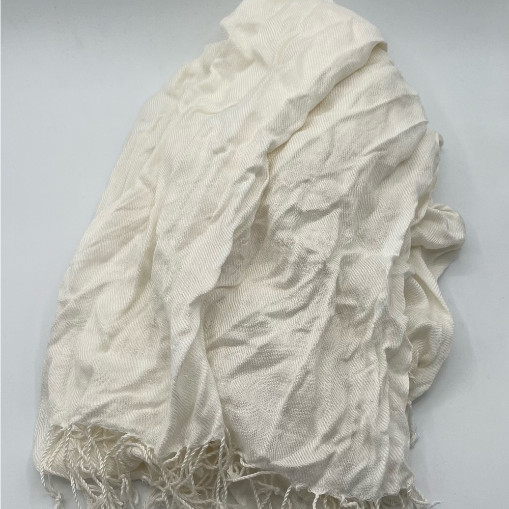 Cream Fringe Scarf